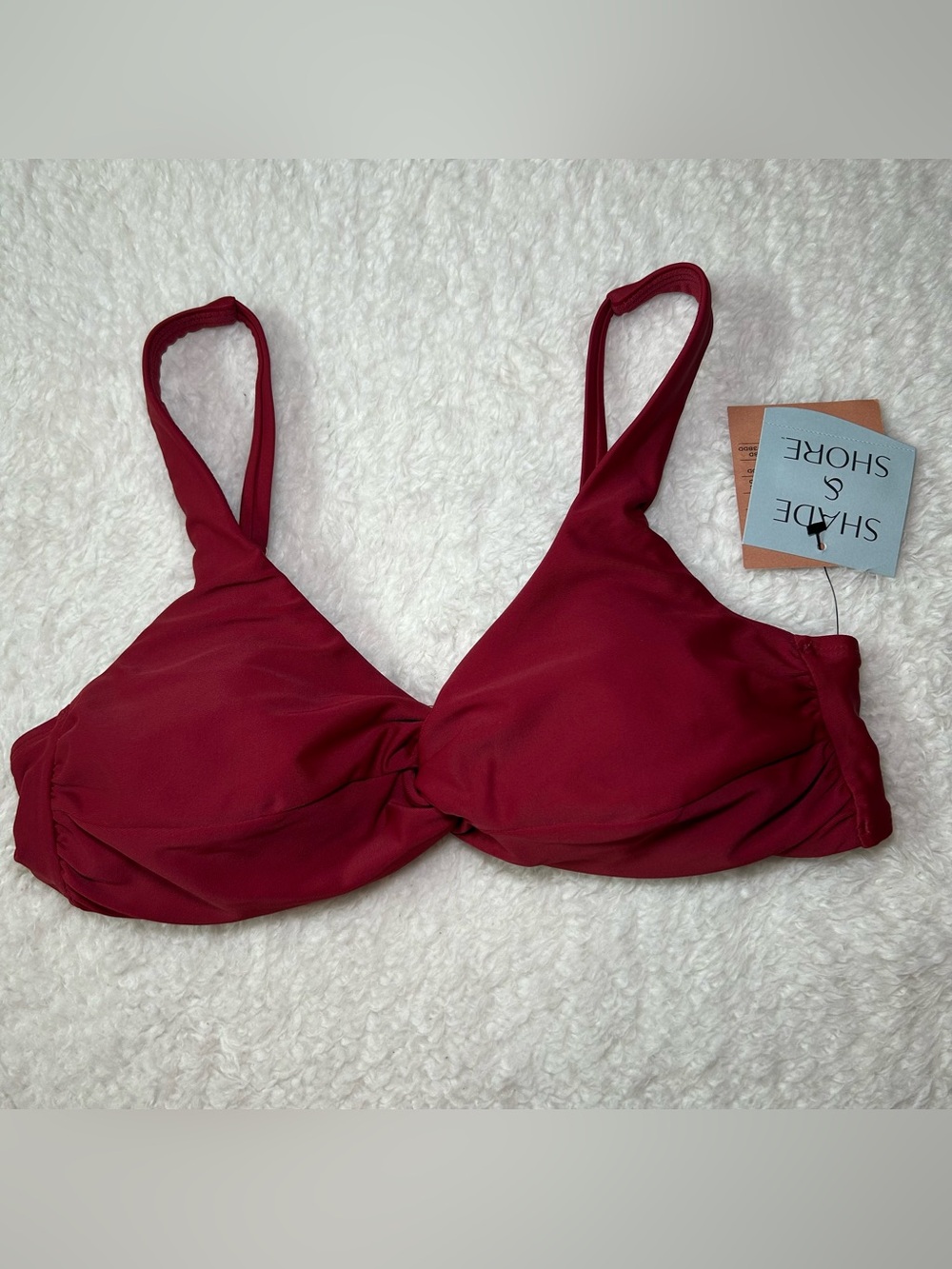Shade & Shore Women’s Red Twist Front Bikini Top Medium NEW